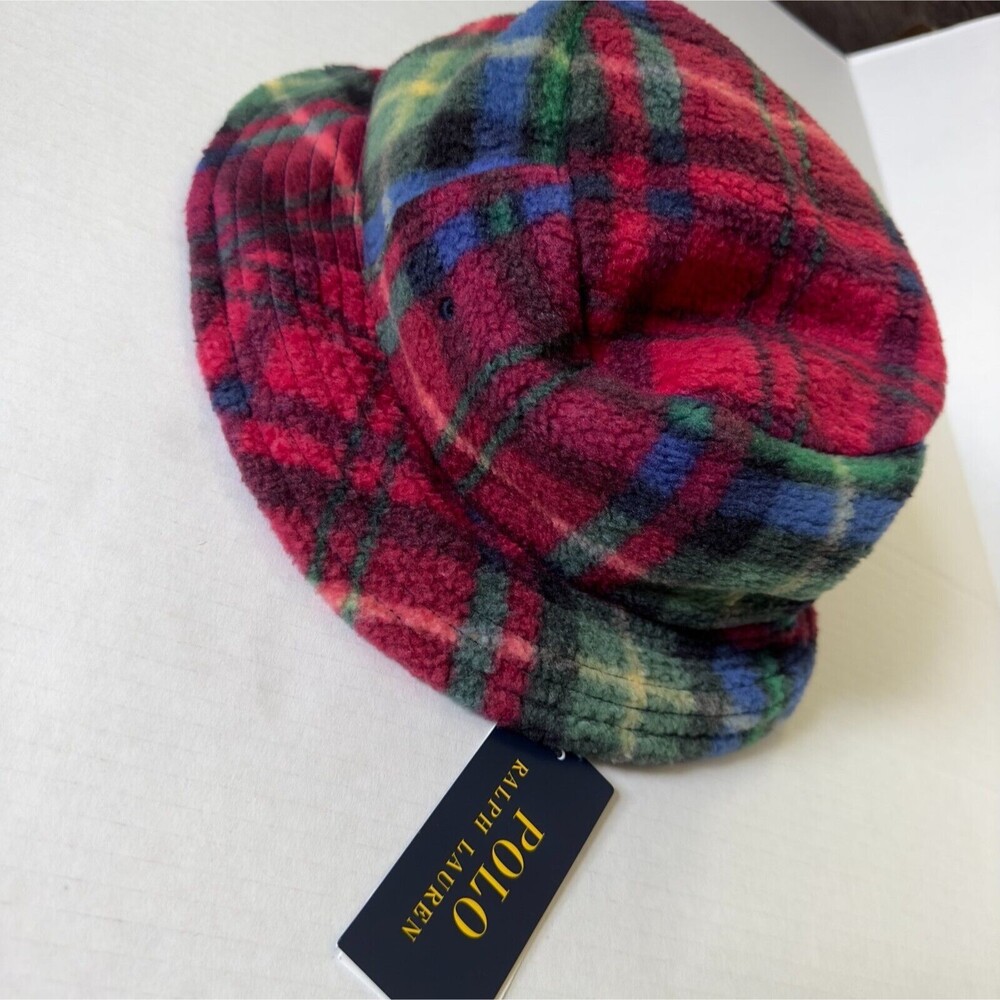POLO RALPH LAUREN Men's Hat S/M Plaid Fleece Bucket HAT NWT - Picture 6 of 8